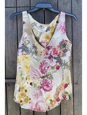 Authentic Early 2000s Vintage Galliano Silk Floral Newspaper Blouse Top 28/42